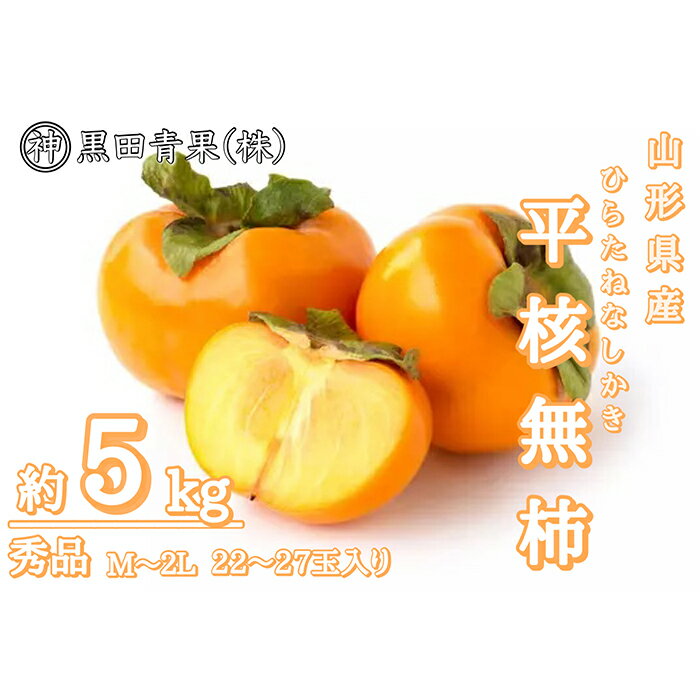【ふるさと納税】山形産 平核無柿(ひらたねなしかき) 秀品 M~2L 約5kg(22〜27玉) fz23-417