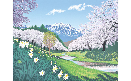 「爽春」【 版画 額付 小川手漉和紙 小暮真望 東松山 埼玉県 】