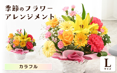 季節のフラワーアレンジメント L (カラフル) 花束 生花 プレゼント [B-20713_03]