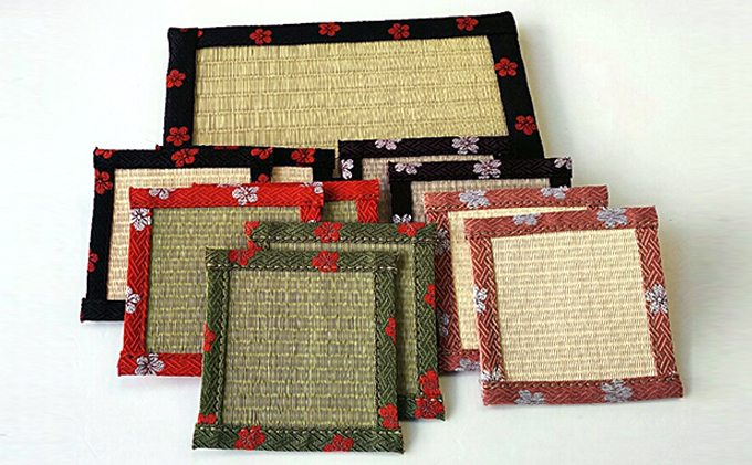 HANA咲く畳コ−スタ−花台ブラックセット 民芸品 工芸品 雑貨 日用品 