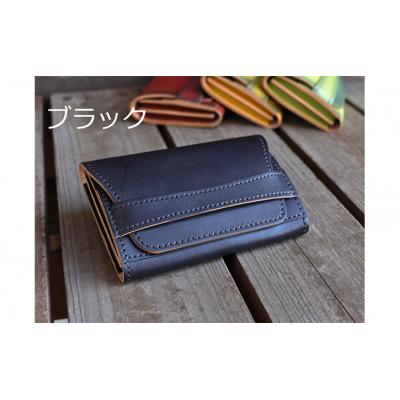ふるさと納税 大野市 本革コンパクト財布 ブラック