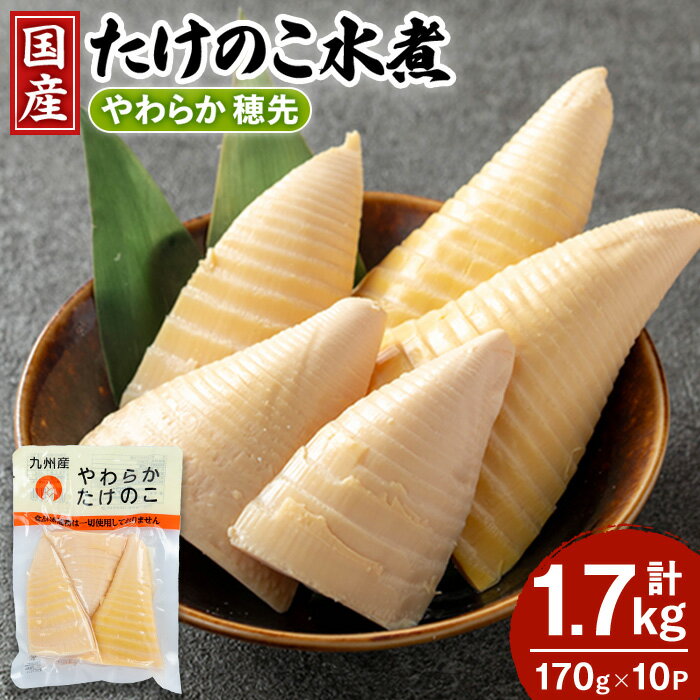 【ふるさと納税】国産たけのこ水煮 穂先のみ (計1.7kg・170g×10P) 小分け 国産 九州産 たけのこ 筍 タケノコ 水煮 常温 保存 料理 煮物 炊き込みご飯 おでん お手軽 【旬彩館】