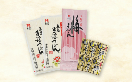 五島うどん2色セット（紅白）五島手延うどん250g×2・梅うどん200g×1 あごだしスープ10g×6[RAM040] うどん 五島うどん 麺 うどん 五島うどん 麺九州 長崎
