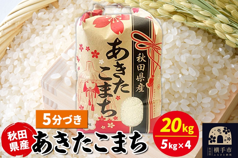 
                  あきたこまち 20kg（5kg×4袋）【5分づき】令和7年産 秋田県産 こまちライン [こまちライン あきたこまち ブランド米 お米 5分搗き 5分づき 米どころ 秋田 秋田県産]
                