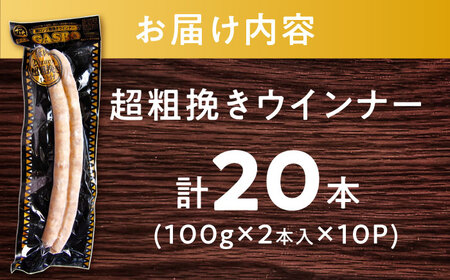 【長さ20-30cm超ロング！超粗挽きウインナー】GASBO(ガスボー)計20本(100g×2本入り×10P) / 佐賀県 / 山代ガス株式会社 旬菜舎さと山[41AABM036]