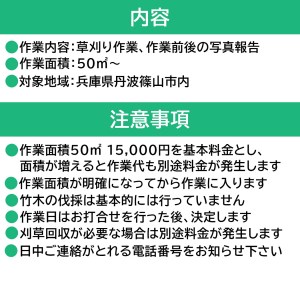 草刈り代行作業（1平方メートル～50平方メートル） CR01