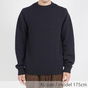 【ダークブルー/M】ミドルゲージ　プレーン　セーター（ユニセックス・男女兼用）　046-H-SS021-ダークブルーM