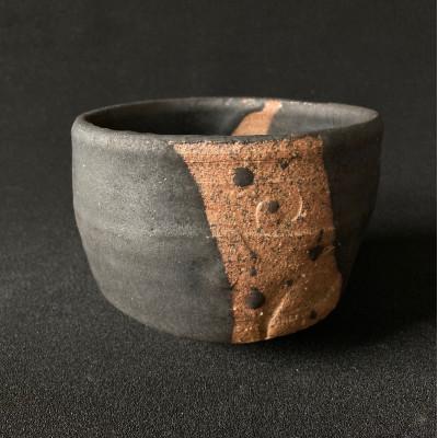 ふるさと納税 丹波篠山市 黒釉印刻茶碗