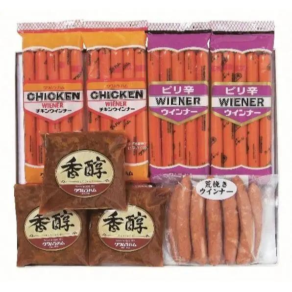 クワムラ食品バラエティセット[015] 直火ハンバーグ チキンウインナー ピリ辛ウインナー あらびきウインナー