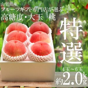 ＜25年発送先行予約＞山梨県笛吹市産 旬の採れたて特選大玉 桃 2.0kg(4～6玉入) 105-009