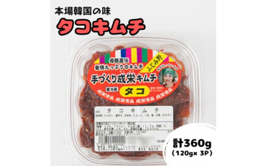 本場韓国の味!全て手作り本格タコキムチ　計360g(120g×3パック)【1467710】