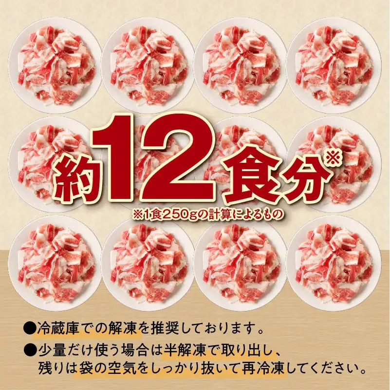 十勝雪晴れ豚 切り落とし 3kg 豚肉 切り落とし_S003-0030