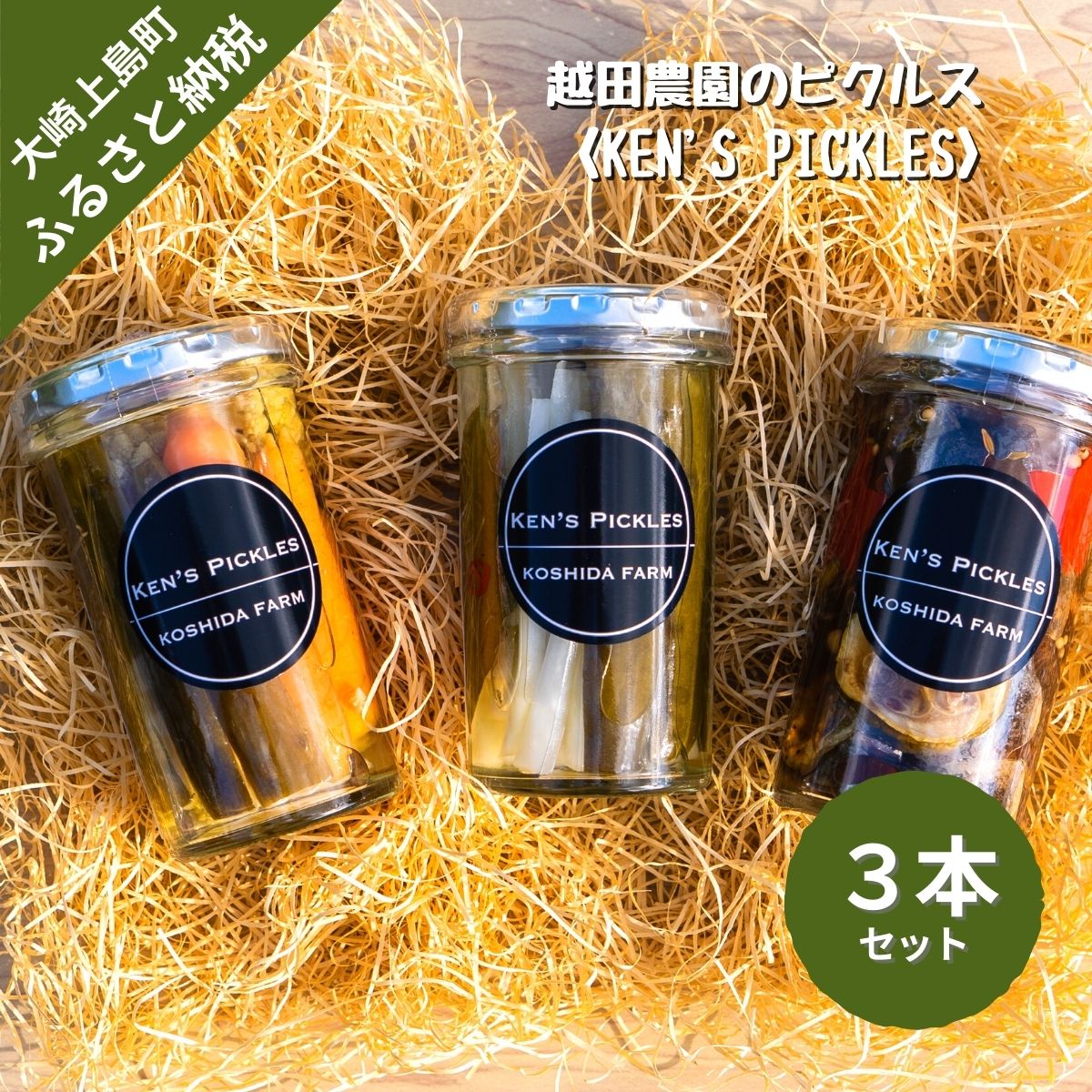 【ふるさと納税】越田農園 季節野菜のピクルス 3本 セット 広島県 大崎上島町 瀬戸内 離島 国産 送料無料 産地直送
