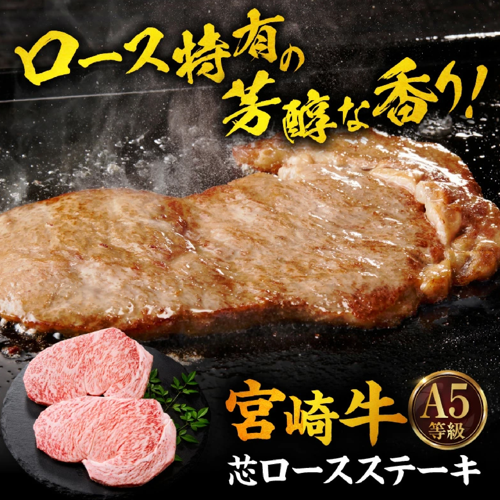 【A5等級宮崎牛】芯ロースステーキ・肩ローススライスセット800g（小林市産）(ミヤザキギュウシンロース カタロース)