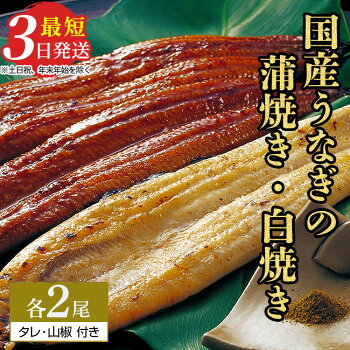 特選 うなぎ蒲焼き2尾＋うなぎ白焼き2尾　計4尾（120g以上×4尾） | メディアに紹介されたうなぎ屋 国産 冷蔵 うなぎ 鰻 ウナギ タレ・山椒つき かば焼き しら焼き ※着日指定不可 ※離島への配送不可