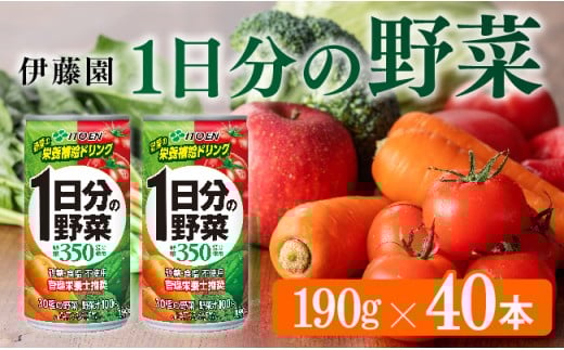 伊藤園 1日分の野菜 190g（缶20本入り×２ケース） 【 野菜飲料 野菜ジュース ミックスジュース 飲料類 セット ジュース ソフトドリンク ケース 】