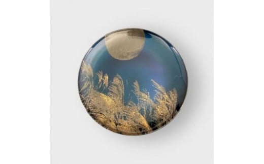 丸小皿 すすき シアンブルー