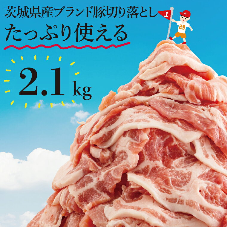 【ふるさと納税】【数量限定】リピーター続出！茨城県産ブランド豚切り落とし2.1kg (300g×7p)【肉 豚肉 切り落とし 小分け 真空 真空パック 茨城県産 肉料理 肩ロース ウデ モモ バラ 水戸市 水戸】（EC-4_1）