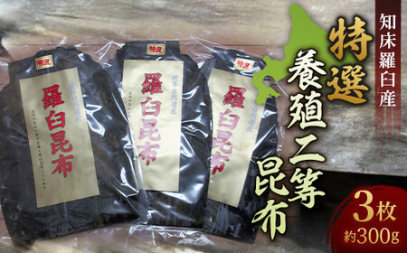 羅臼昆布 養殖 2等 約300gセット(100g×3個) 北海道 知床 羅臼産 生産者 支援 応援 F21M-642