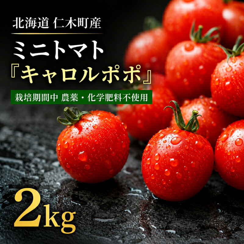 【ふるさと納税】ミニトマト「キャロルポポ」2kg 栽培期間中 農薬・化学肥料不使用 北海道 仁木町 トマト ミニトマト 野菜 [自然農園]　お届け：2026年8月中旬～10月下旬