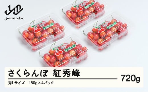 
            《先行予約》 さくらんぼ 紅秀峰 秀Lサイズ 720g (180gx4パック) フードパック 2026年産 令和8年産 山形県産 ns-bsslp800
          