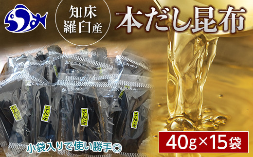 
羅臼昆布だし用小分け昆布15袋セット(40g×15袋)北海道　知床　羅臼産　生産者 支援 応援 クラウドファンディング 実施中 GCF F21M-698
