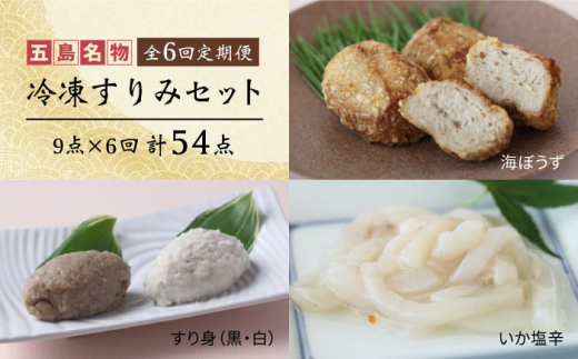 【6回定期便】冷凍すりみセット （すり身2種/魚メンチ/いかの塩辛） 五島市/浜口水産[PAI019]かまぼこ すり身 つみれ ギフト 練り物 天ぷら 詰め合わせ セット おつまみ