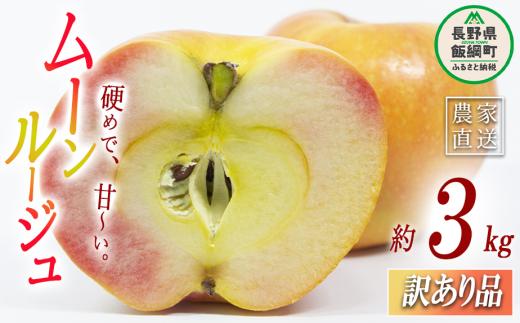 りんご ムーンルージュ 訳あり 3kg ヤマウラ農園 沖縄県への配送不可 2025年11月上旬頃から2025年11月中旬頃まで順次発送予定 令和7年度収穫分 傷 不揃い リンゴ 林檎 果物 フルーツ 信州 長野 14000円 予約 農家直送 長野県 飯綱町 [1582]