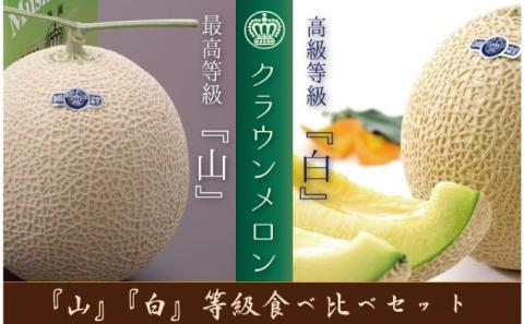 『クラウンメロン（白級・山級）の食べ比べセット』 メロン 人気 厳選 ギフト 贈り物 デザート グルメ フルーツ 果物 袋井市