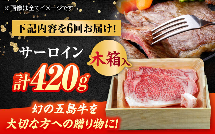 【6回定期便】五島牛 サーロイン 420g 贈答用 五島市/ごとう農業協同組合 [PAF101]