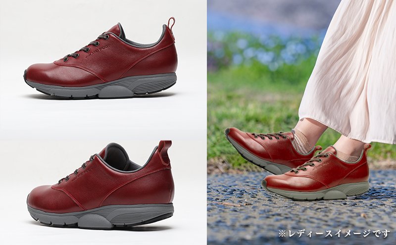 MIDFOOT ( ミッドフッド ) 婦人靴 レザースニーカー MF002JL 23.5cm( ワイン ) 4E　【 ファッション 靴 シューズ スニーカー レディース 】 【 お洒落 レザーシューズ