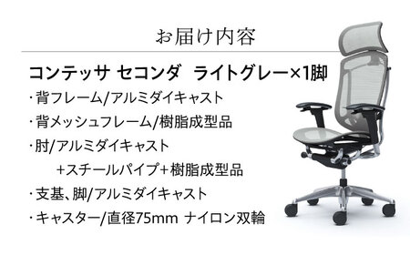 【ライトグレー】オフィスチェアオカムラ  (コンテッサセコンダ ヘッドレスト付き) 【株式会社オカムラ】[AKAA001-3]