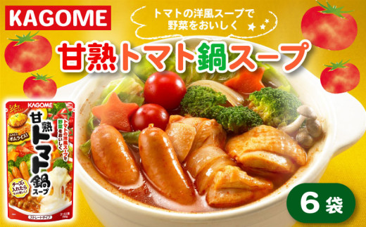 カゴメ 甘熟トマト鍋用スープ 750g×6個 大容量 簡単 本格 時短 トマト スープ 鍋 レトルト 小分け 非常食 保存食 長期保存 備蓄 防災 おすすめ ふるさと納税 新潟 新発田 新潟県 新発田市 maruyama006