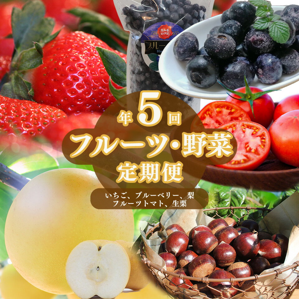 【ふるさと納税】＜佐川のフルーツ・野菜 定期便（全5回）＞高知県 佐川町 いちご 冷凍ブルーベリー フルーツトマト 梨 夢甘栗 生栗 果物