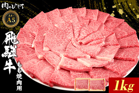 飛騨牛 もも 焼肉用 1kg (500g×2パック) A5 A4 国産 牛 冷凍 黒毛和牛 和牛 牛肉 もも肉 モモ 焼肉 やきにく 赤身 ギフト 贈答 肉のひぐち