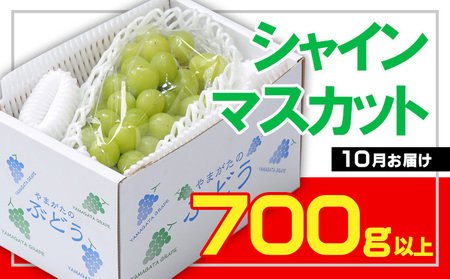 ☆フルーツ王国山形☆シャインマスカット 秀品700g以上(1～2房)[10月お届け] 【令和6年産先行予約】FS23-734