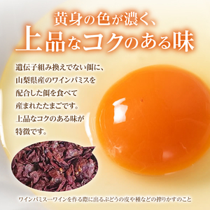 【6ヶ月定期便】山梨の大自然が育む「ワインたまご」30個 　卵 鶏卵 30個 M～Lサイズ ポリフェノール ブドウ 山梨県 北杜市産 明野 [h081]