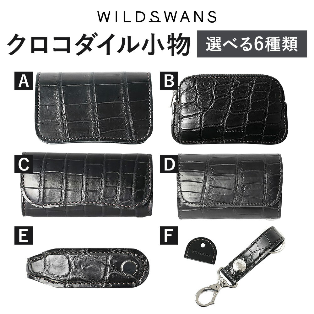 【ふるさと納税】小物 キーケース カードケース マルチケース 選べる WILDSWANS クロコダイル 皮 ブラック 有限会社ケイズファクトリー《120日以内に出荷予定(土日祝除く)》茨城県 河内町 耐久性 高級 型押し 皮製品 雑貨