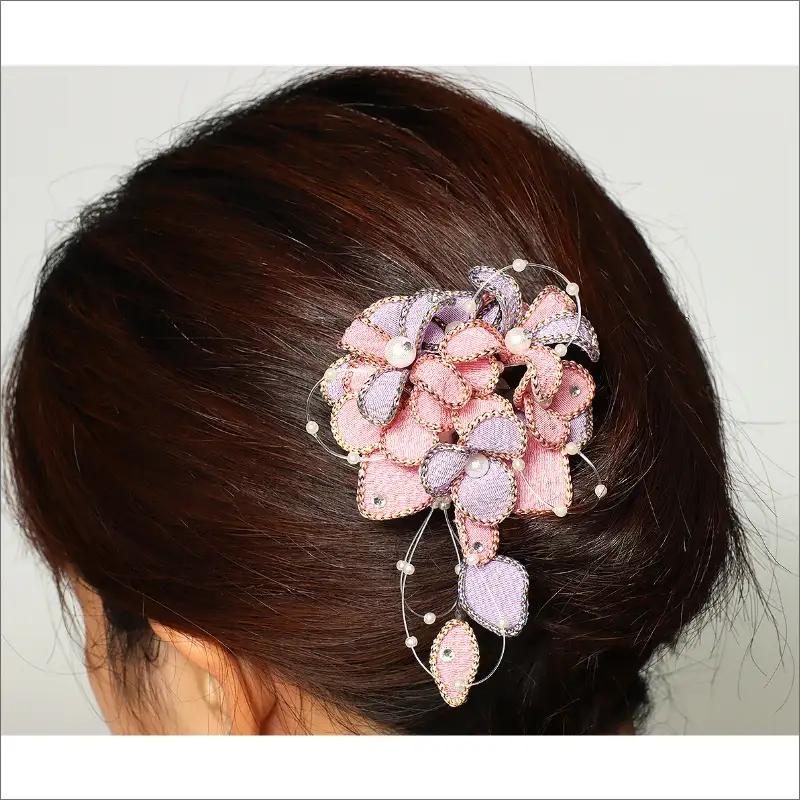 シルクコサージュ ヘアアクセにもなるコサージュ｜ピンク