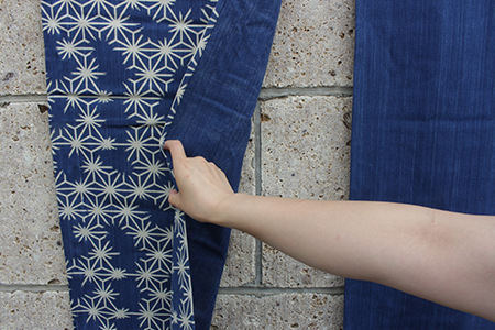 武州正藍染　麻の葉のれん　１７０ｃｍ