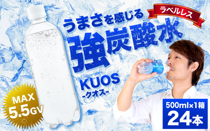 強炭酸水 クオス プレーン ラベルレス 500ml×24本 炭酸水 日田市 / 株式会社OTOGINO [AREF054]