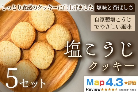 塩こうじクッキー（5枚入×2袋）×5セット【焼き菓子】塩こうじ アレルギー対応 おやつ 植物性素材 卵不使用 乳不使用 プラントベースフード お取り寄せ 手作り 朝食 手土産 ギフト 贈答用 プレゼント 埼玉県 加須