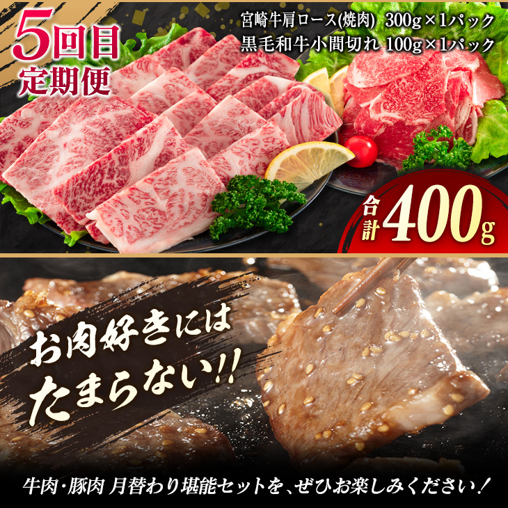 IG3-23_5か月 お楽しみ 定期便 牛肉 豚肉 月替わり 堪能 セット 総重量5.6kg 肉 牛 豚 国産 食品 おかず 焼肉 人気 送料無料_イメージ4