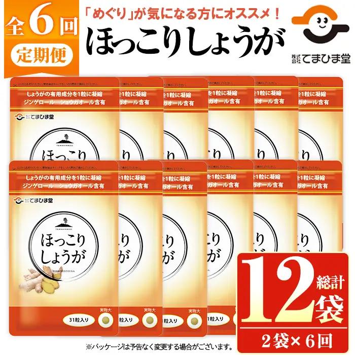 No.1296-B ほっこりしょうが(1袋 31粒入り・2袋×6回)  鹿児島 日置市 健康食品 加工食品 サプリ サプリメント 栄養バランス 食生活 安心安全 定期便 頒布会 【てまひま堂】