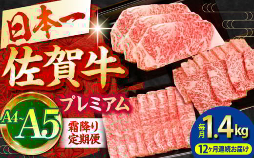 【全12回定期便】佐賀牛 プレミアム霜降り定期便【田中畜産牛肉店】 [HBH027]