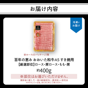 A01099　百年の恵み　おおいた和牛A5　すき焼用【厳選部位】約400ｇ