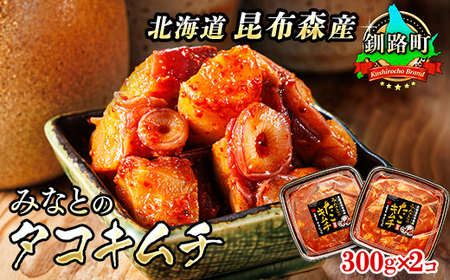 【毎月定期便】みなとのタコキムチ＜北海道釧路町 昆布森産タコ使用＞ 300g×2パック　全4回【配送不可地域：離島】【4010243】