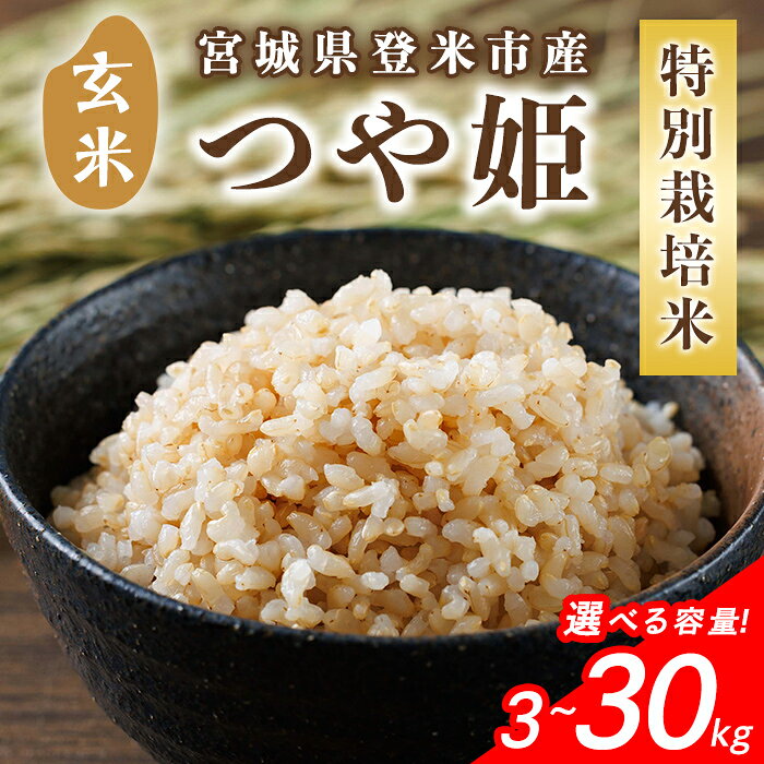 【ふるさと納税】≪令和8年産≫ 特別栽培米 一等米 つや姫 玄米 3～30kg 選べる容量 登米市産 精米 お米 おこめ 米 コメ　ご飯 ごはん おにぎり お弁当 ブランド米 5kg 10kg【有限会社伊豆沼農産】tm760・tm762・tm764・tm846・tm766