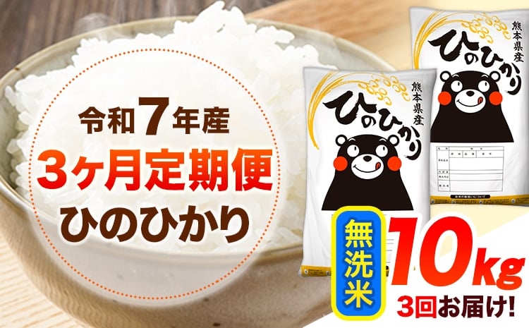 
            令和7年産【3ヶ月定期便】 無洗米 ひのひかり 10kg 《お申込み翌月から出荷》 熊本県産 無洗米  精米 ひの 送料無料 熊本県 山江村 SDGs 米 コメ こめ 国産
          