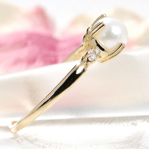 K18YG あこや真珠＆ダイヤモンド リング(Fr003)